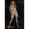 5ft 0in 152cm sex doll with long wavy blonde hair, light skin, and large breasts in white lingerie.Made by 6ye.  