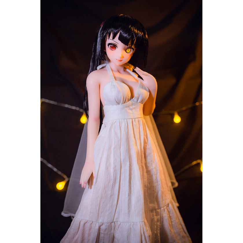 2ft 60cm mini anime silicone sex doll Kurumi. Featuring large breasts, fair skin and a fit athletic body in a fantasy dress.