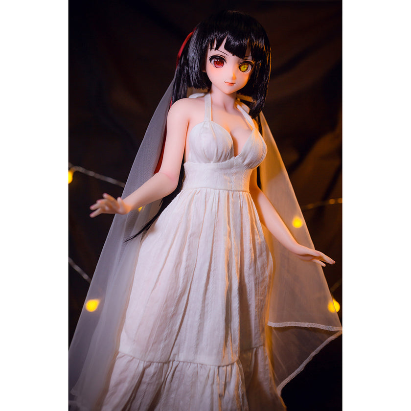2ft 60cm mini anime silicone sex doll Kurumi. Featuring large breasts, fair skin and a fit athletic body in a fantasy dress.