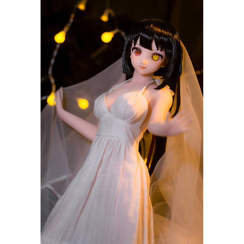 2ft 60cm mini anime silicone sex doll Kurumi. Featuring large breasts, fair skin and a fit athletic body in a fantasy dress.