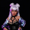 5ft 5in 155cm anime style female TPE sex doll with white hair, F-cup breasts and slim figure in a fantasy outfit.