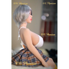 3ft 5in 105cm petite sex doll with silver hair fair skin, and large breasts in a revealing white top and plaid skirt.Made by 6ye.