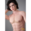 5ft 6in or 170cm silicone male sex doll with muscular arms, chest and abs with long hair and blue eyes in an old fashioned outfit.