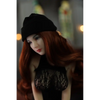 1ft 11in 60cm white female mini silicone sex doll with long red hair, light skin and large breasts.