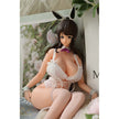 1ft 06in 45cm anime style mini silicone sex doll with black hair, light skin and large breasts.