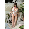 1ft 06in 45cm anime style mini silicone sex doll with black hair, light skin and large breasts.