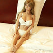 Marsha 49 inch 125cm tall, blonde realistic white female mini sex doll.  Made by SY Doll.