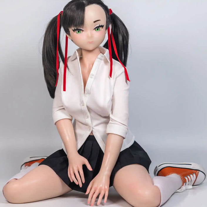 3ft 1in or 95cm tall Anime style silicone sex doll with large breasts.  By Irokebijin.