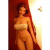 1ft 11in 60cm anime style female mini silicone sex doll with red hair, light skin and large breasts.