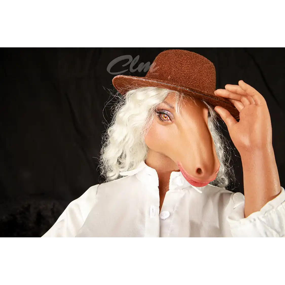 1ft 11in 60cm horse head mini silicone sex doll with large breasts, hooves and horse vagina, anus and tail.