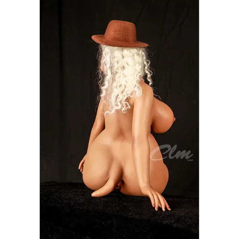 1ft 11in 60cm horse head mini silicone sex doll with large breasts, hooves and horse vagina, anus and tail.