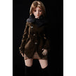 2ft 60cm mini anime silicone sex doll Miyabi. Featuring large breasts, fair skin and a fit athletic body in a brown coat and skirt.