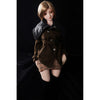 2ft 60cm mini anime silicone sex doll Miyabi. Featuring large breasts, fair skin and a fit athletic body in a brown coat and skirt.