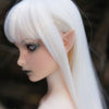 1ft 11in 60cm mini silicone elf sex doll with white hair, silver eyes small breasts and a slim athletic figure.