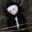 1ft 11in 60cm mini silicone elf sex doll with white hair, silver eyes small breasts and a slim athletic figure.