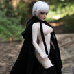 1ft 11in 60cm mini silicone elf sex doll with white hair, silver eyes small breasts and a slim athletic figure.