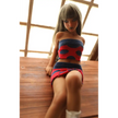 1ft 11in 60cm affordable mini female silicone sex doll with silver hair, blue eyes small breasts and a slim athletic figure.