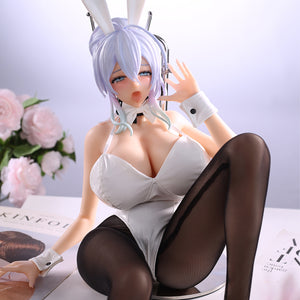 2ft 01in 65cm mini silicone anime sex doll with purple hair, light skin and very large breasts.  Made by AF Doll.
