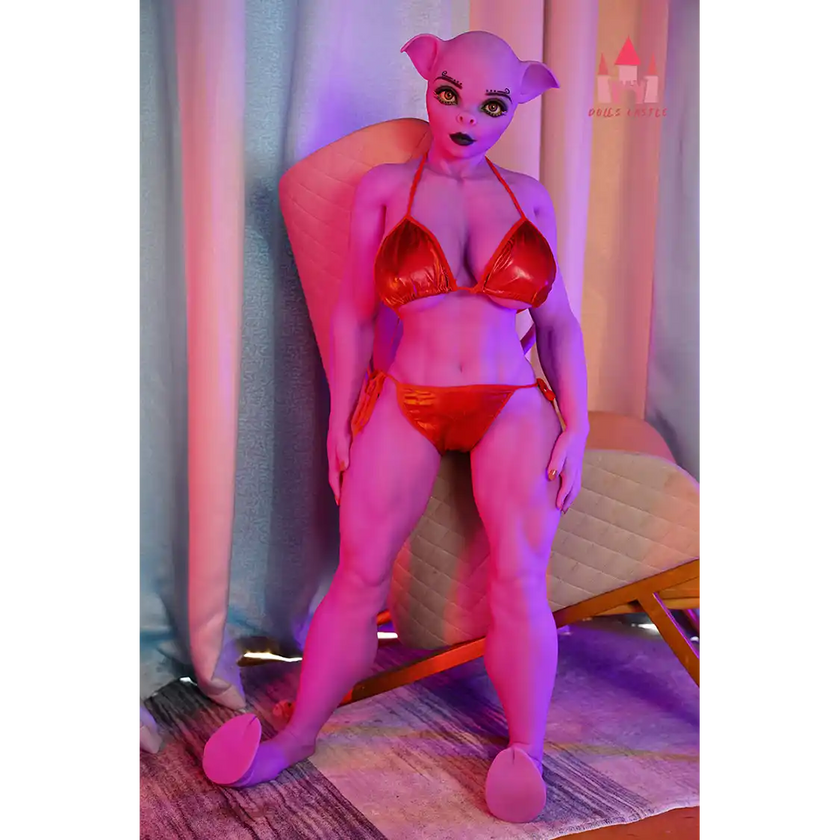 4ft 8in 141cm muscular purple pig TPE sex doll.