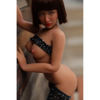 1ft 11in 60cm lifelike mini silicone sex doll with brown hair, slim athletic body and medium breasts.