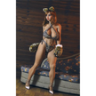 5ft 2in 158cm curvy plus sized  Asian TPE sex doll with fair skin, I cup breasts, light shoulder length hair, brown eyes and leopard print bra and panties.