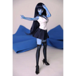 2ft 60cm anime style female mini silicone sex doll with medium breasts, blue skin and a fit athletic body in a sailor moon outfit.