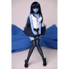 2ft 60cm anime style female mini silicone sex doll with medium breasts, blue skin and a fit athletic body in a sailor moon outfit.