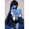 2ft 60cm anime style female mini silicone sex doll with medium breasts, blue skin and a fit athletic body in a sailor moon outfit.