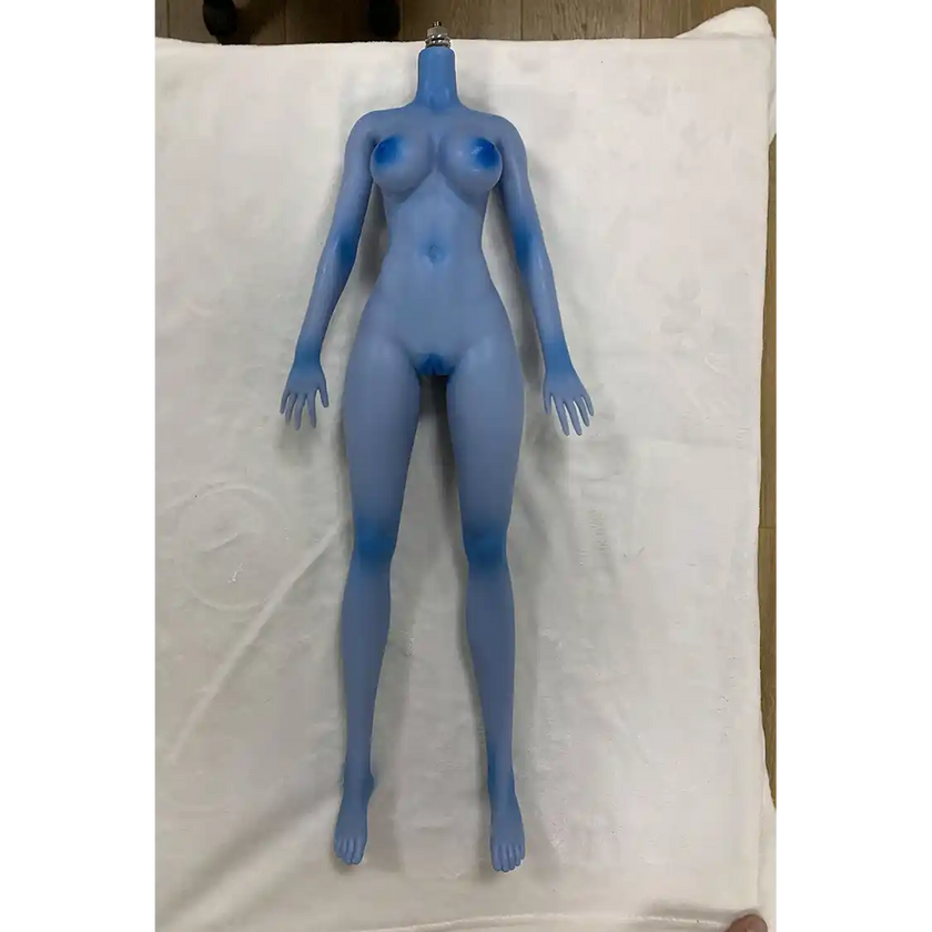 2ft 60cm anime style female mini silicone sex doll with medium breasts, blue skin and a fit athletic body in a sailor moon outfit.