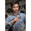 5ft 6in or 170cm silicone male sex doll with muscular arms, chest and abs with short brown hair and blue eyes in a country outfit.