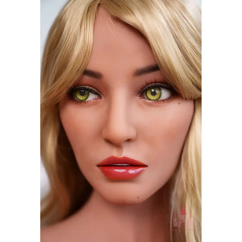 5ft 2in 157cm tall sexy blonde hair blue eyed MILF TPE sex doll with large H-cup breasts.