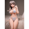 3ft 1in or 95cm tall Akane.  Mini Anime silicone sex doll with large breasts, long blonde hair and a gray and white bikini. Made by Irokebijin.