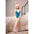 3ft 1in or 95cm tall Yui B.  Mini Anime TPE sex doll with large breasts, long blonde hair,  blue eyes and a blue body suit. Made by Irokebijin.