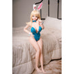 3ft 1in or 95cm tall Yui B.  Mini Anime TPE sex doll with large breasts, long blonde hair,  blue eyes and a blue body suit. Made by Irokebijin.