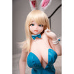 3ft 1in or 95cm tall Yui B.  Mini Anime TPE sex doll with large breasts, long blonde hair,  blue eyes and a blue body suit. Made by Irokebijin.