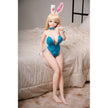 3ft 1in or 95cm tall Yui B.  Mini Anime TPE sex doll with large breasts, long blonde hair,  blue eyes and a blue body suit. Made by Irokebijin.