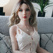 Tammy is a 5ft 5in or 165cm tall life size, lifelike, white female silicone sex doll with long legs, blue eyes, wavy blonde hair, very light skin, large perky breasts and a very slim athletic body.