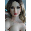 Tammy is a 5ft 5in or 165cm tall life size, lifelike, white female silicone sex doll with long legs, blue eyes, wavy blonde hair, very light skin, large perky breasts and a very slim athletic body.