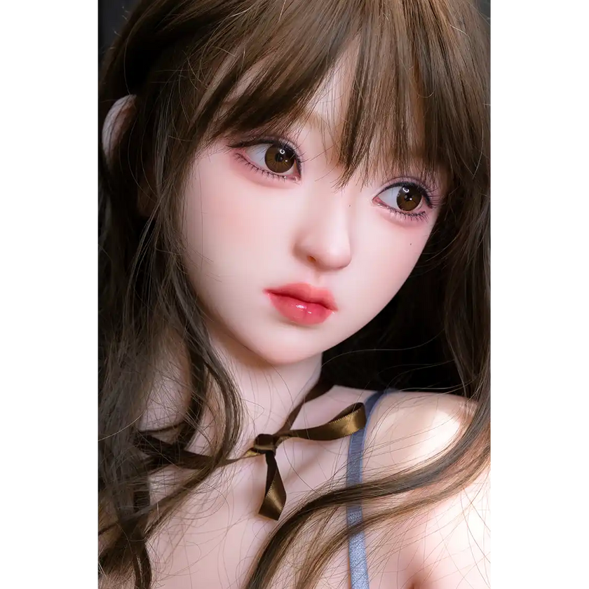 5ft 2in or 157cm lifelike full size medium breast skinny Asian female sex doll with fair skin,black hair and brown eyes.