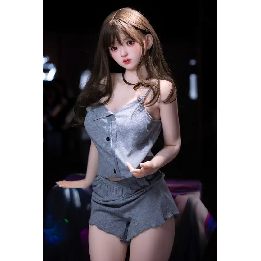 5ft 2in or 157cm lifelike full size medium breast skinny Asian female sex doll with fair skin,black hair and brown eyes.
