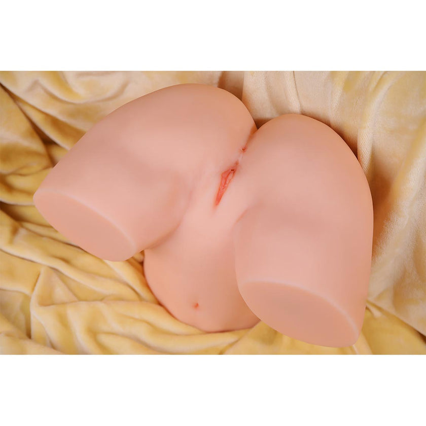 Enya, life size ultra realistic female TPE sex doll hip torso in either fair or wheat skin tone.  Made by Joy Toy.