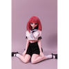 2ft 60cm anime style female mini silicone sex doll with medium breasts, fair skin and a fit athletic body in a school girl outfit.