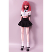 2ft 60cm anime style female mini silicone sex doll with medium breasts, fair skin and a fit athletic body in a school girl outfit.