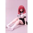 2ft 60cm anime style female mini silicone sex doll with medium breasts, fair skin and a fit athletic body in a school girl outfit.
