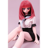 2ft 60cm anime style female mini silicone sex doll with medium breasts, fair skin and a fit athletic body in a school girl outfit.