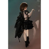 2ft 60cm mini anime sex doll Zella. Silicone body construction, giant breasts, fair skin, short dark hair and a curvy body in a  sheer top, black leather jacket and black skirt.