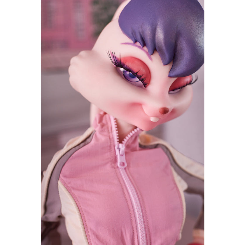Lori Bunny anime sex doll with bunny ears and pink jacket