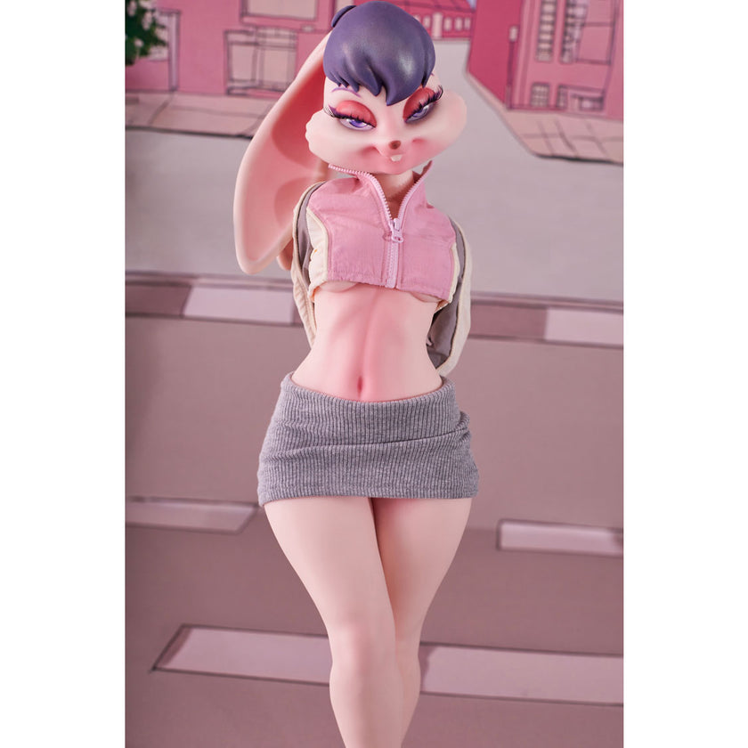 Lori Bunny anime sex doll with bunny ears and pink jacket