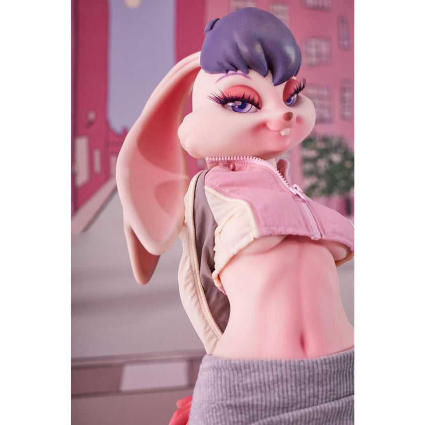 Lori Bunny anime sex doll with bunny ears and pink jacket