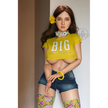 5ft 4in or 163cm tall life size hyper realistic silicone sex doll with long legs, very large breasts and long straight brown hair. Made by Normon Doll.